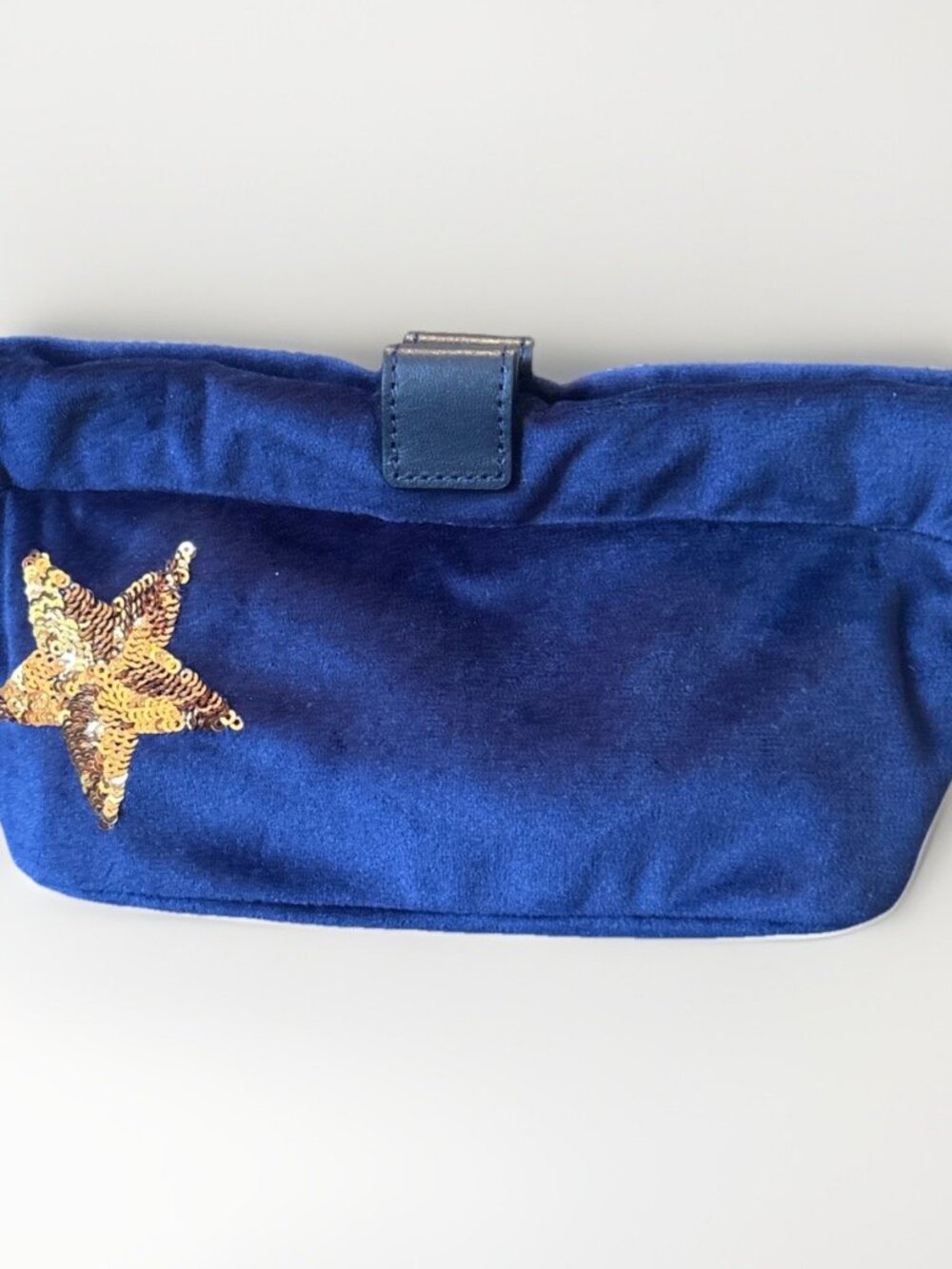 India Hicks Blue Velvet Clutch Sequined Star $248. EXCELLENT!
